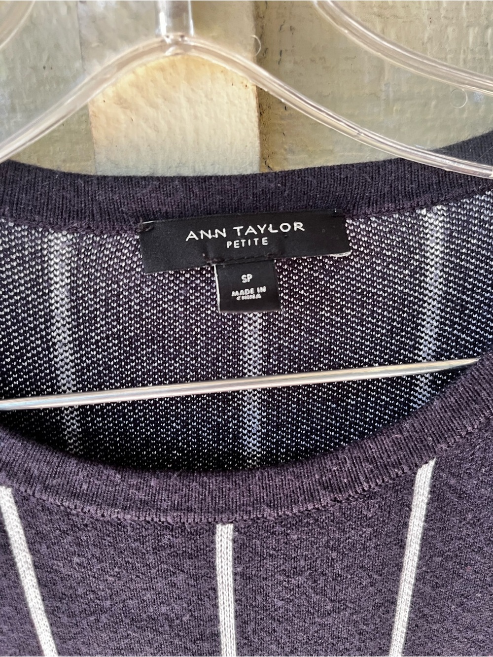 Ann Taylor Petite Striped Knit Sweater Dress Merino Wool Fit Flare size SP - Picture 7 of 7